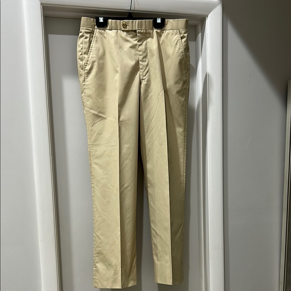 Tan Chino Pants with Straight Leg and Belt Loops